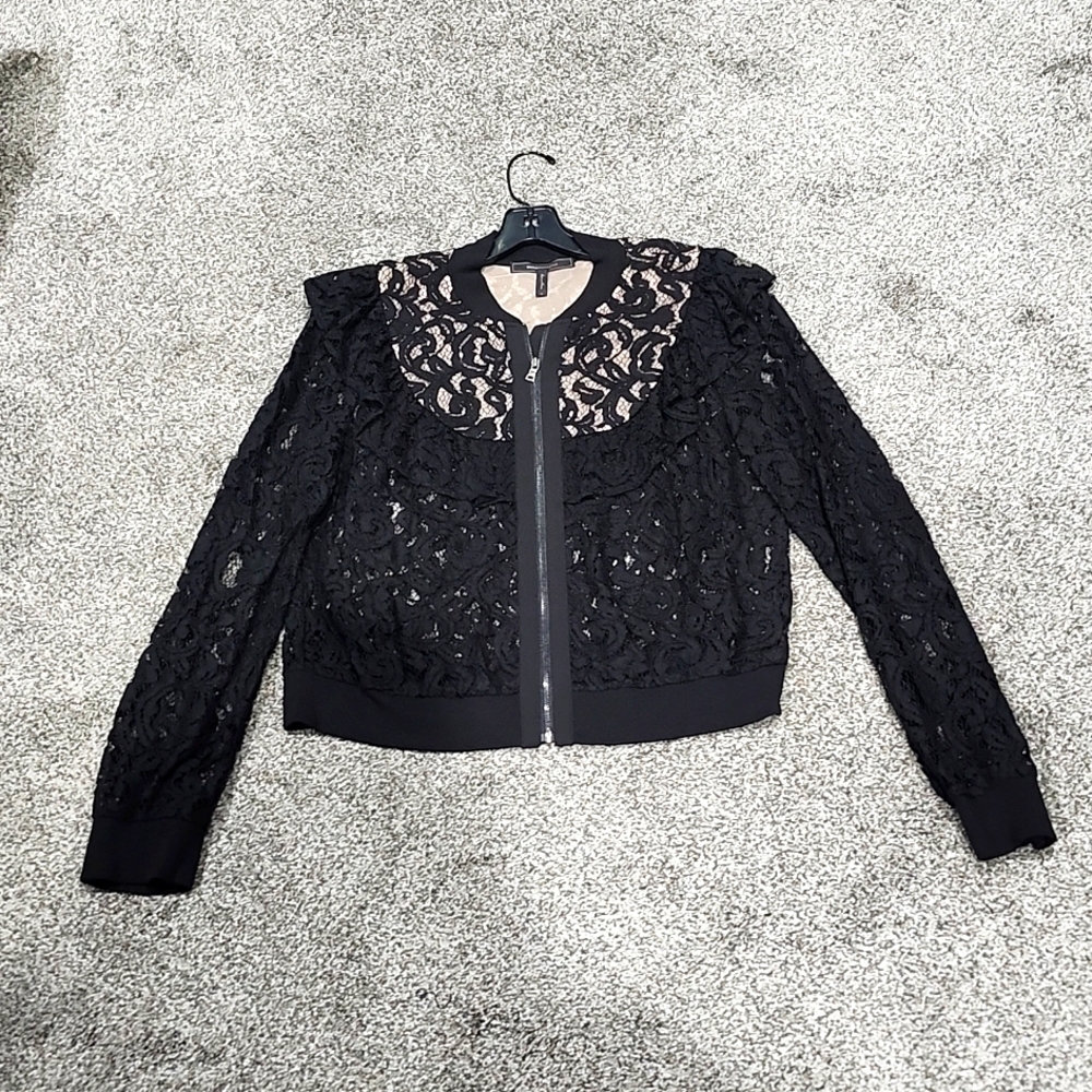 BCBG Maxazria Black Lace Crop Jacket Size M